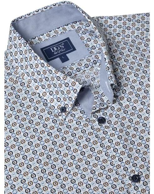 Printed pattern long sleeve casual shirt for larger men from Douglas and Grahame, available in 2XL, 3XL, and 4XL