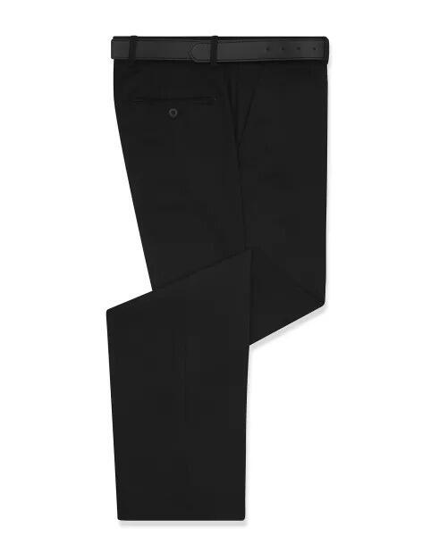 Douglas and Grahame San Remo Black trousers for big men, 42 to 60 waist, knee lined with belt, 65% polyester 35% viscose