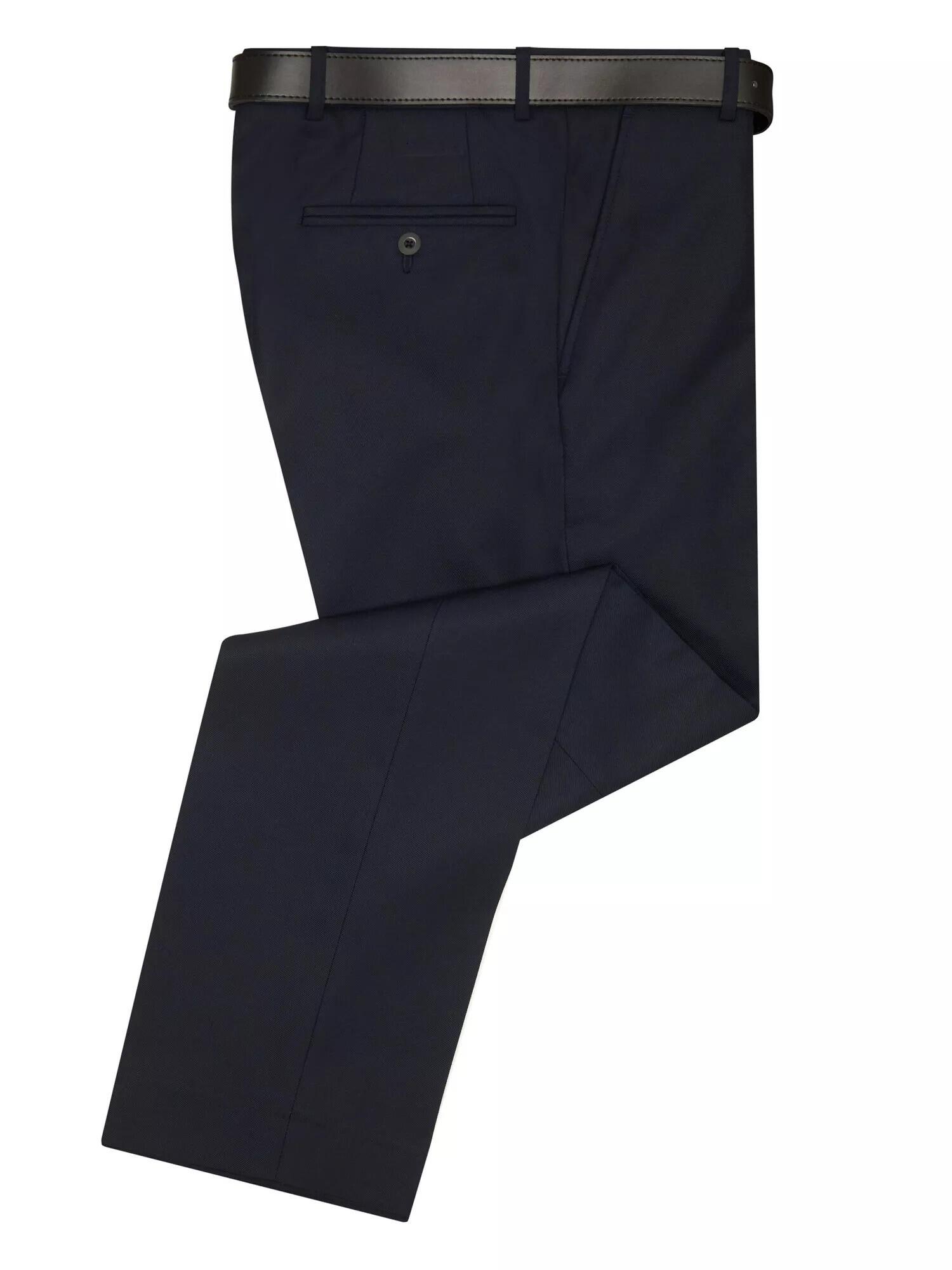 Douglas and Grahame San Remo Navy trousers for big men, 42 to 60 waist, knee lined with belt, 65% polyester 35% viscose