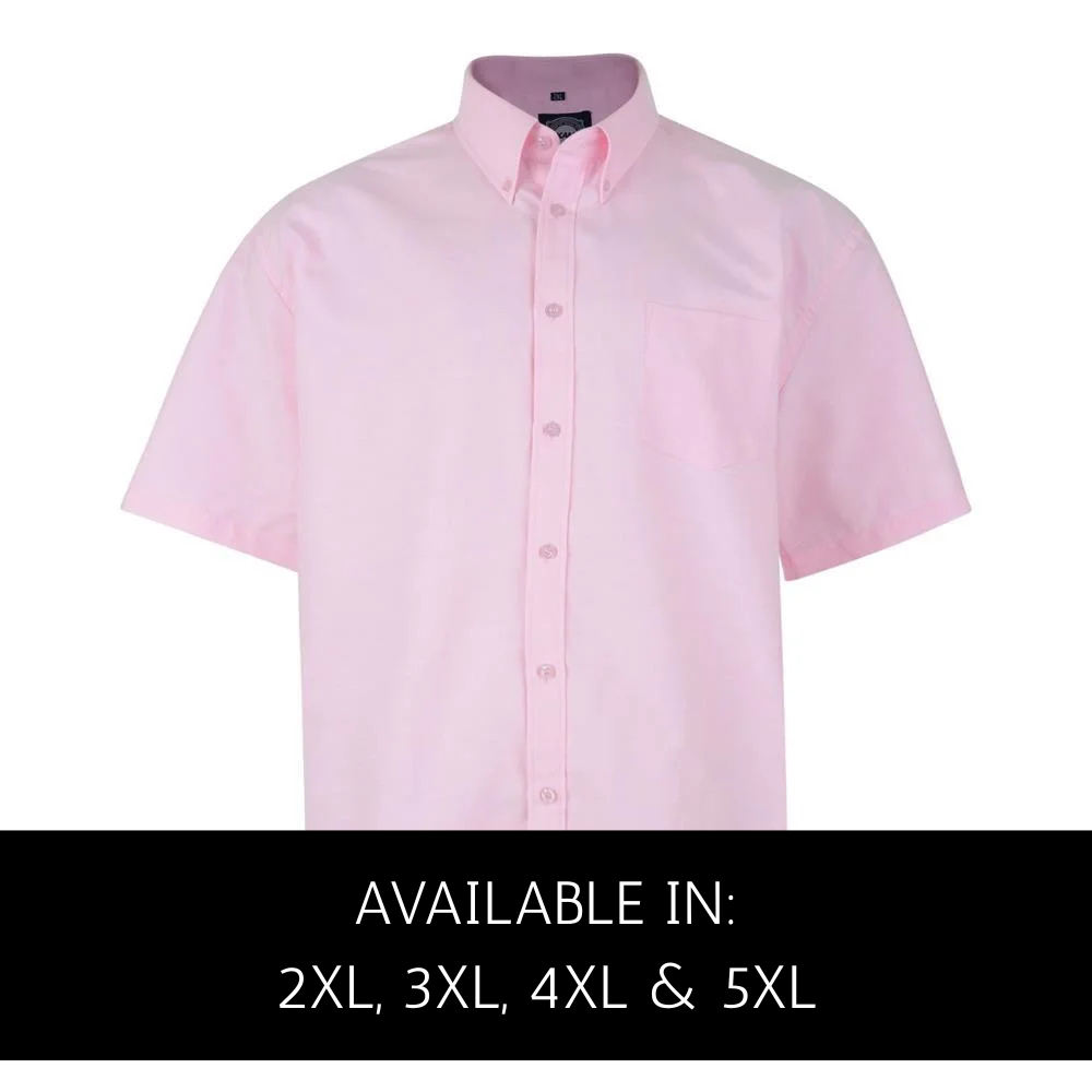 KAM Jeanswear Short Sleeve Oxford Shirt in Pink