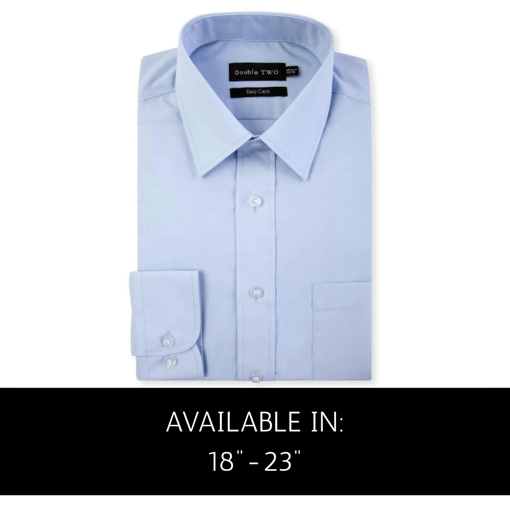 Double Two easy care long sleeve glacier blue formal shirt