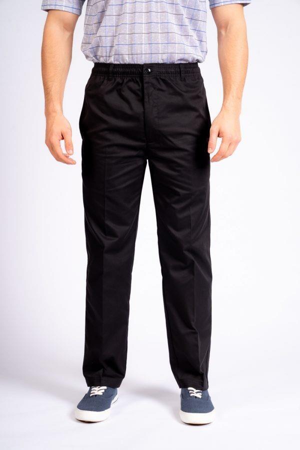 Carabou plus size rugby trousers in black, easy fit elastic waist design