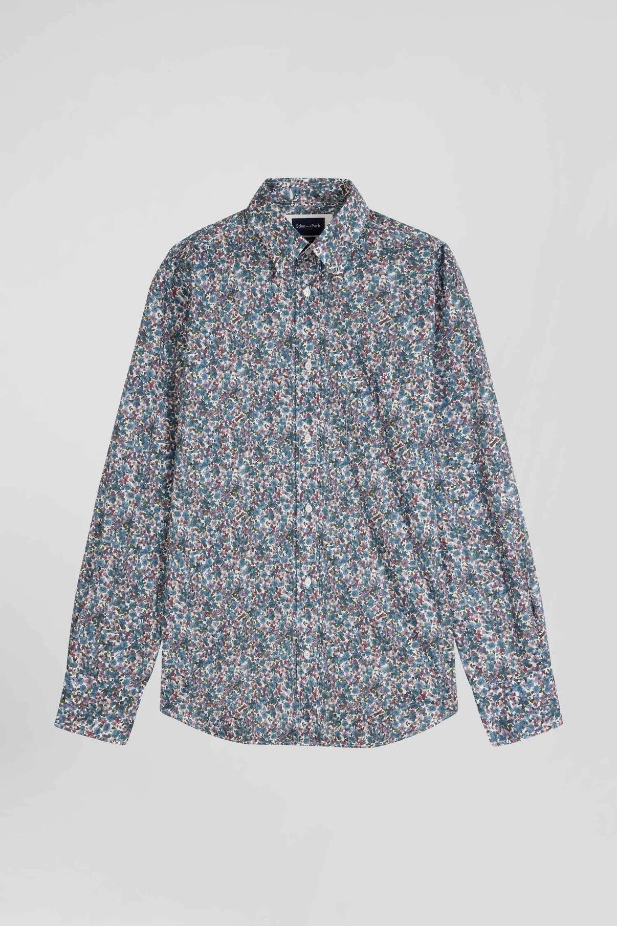 Eden Park long‑sleeve men’s shirt in pink with bold floral design, ideal for smart‑casual wear