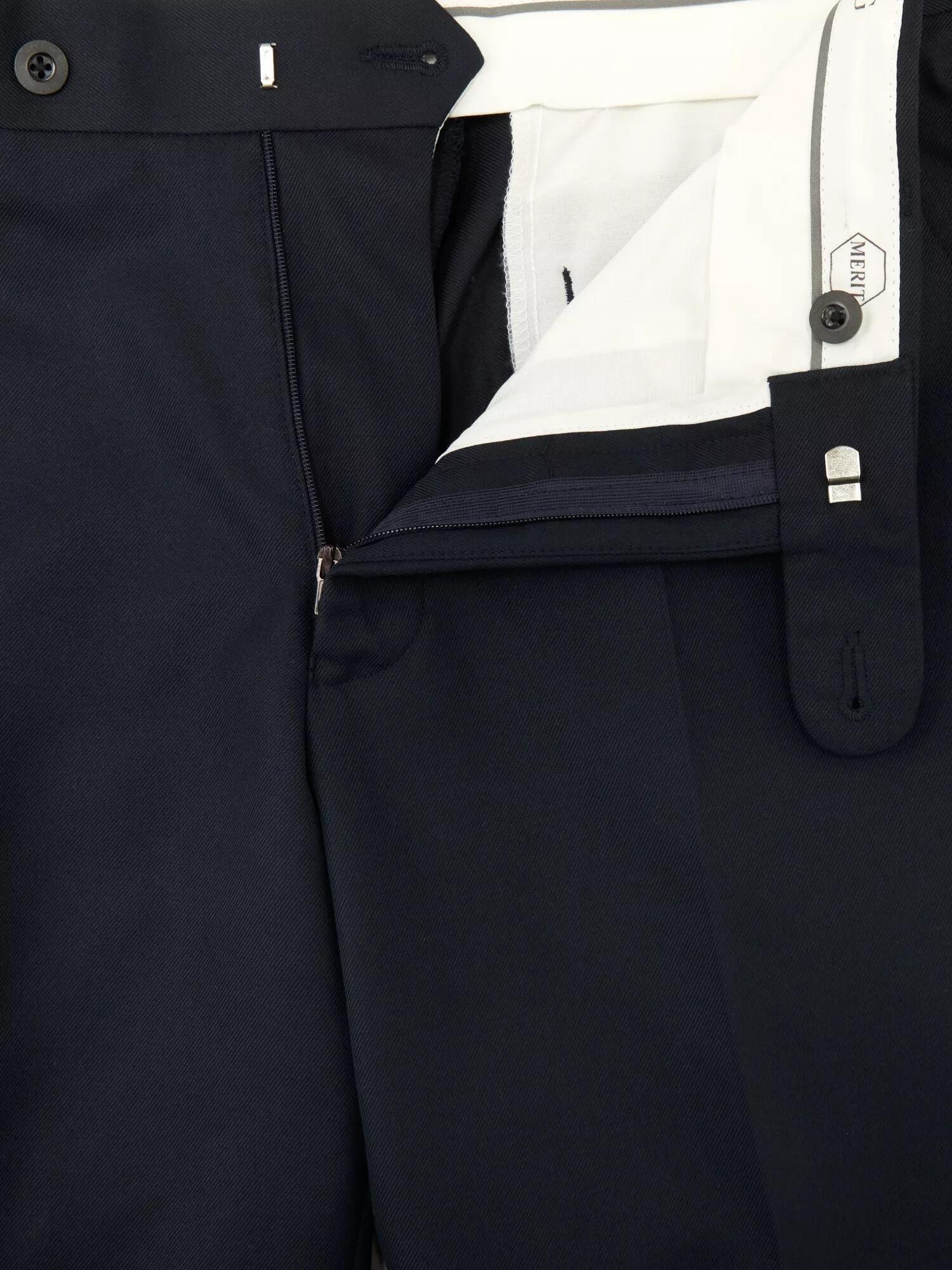 Big men’s Navy San Remo trousers by Douglas & Grahame, knee lined, includes belt, available 42–60 waist