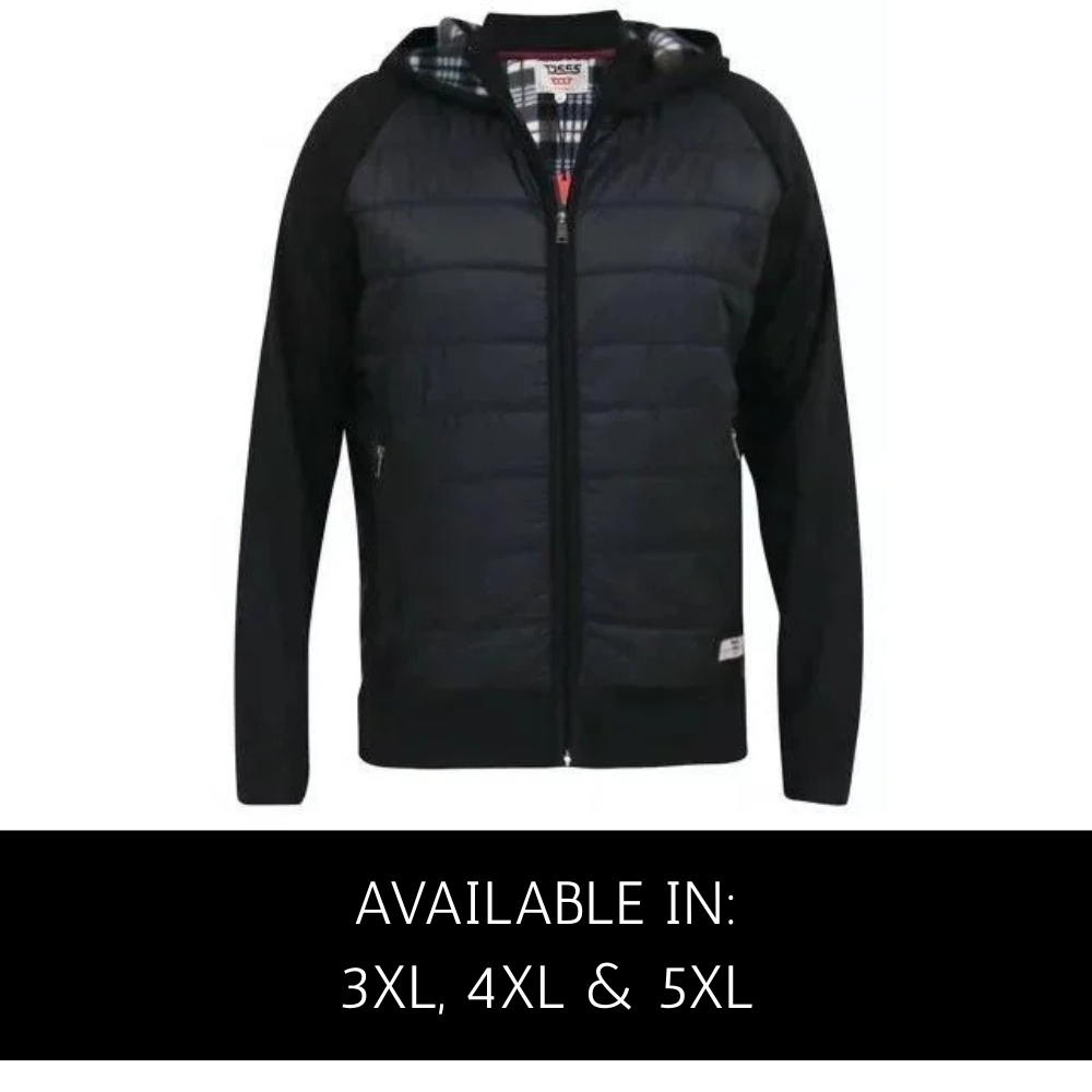 Duke Neo black hooded jumper with raglan sleeves for big men, comfortable plus size hoodie available in 3XL to 5XL.