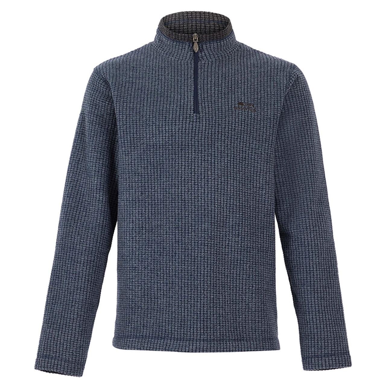 Weird Fish Navy grid fleece pullover with contrasting collar and ¼ zip, available in 2XL, 3XL, 4XL, 5XL