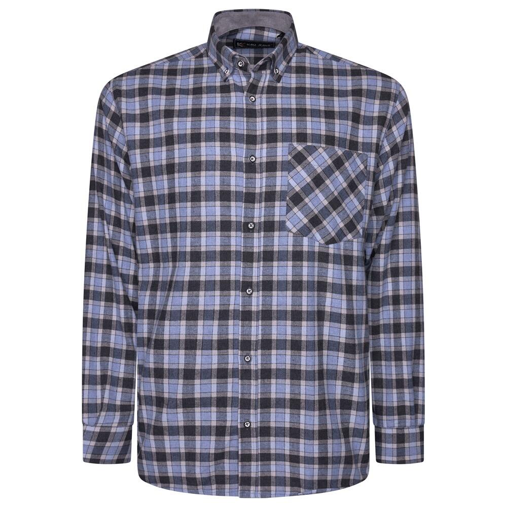 KAM Jeanswear long sleeve check shirt 2XL to 6XL