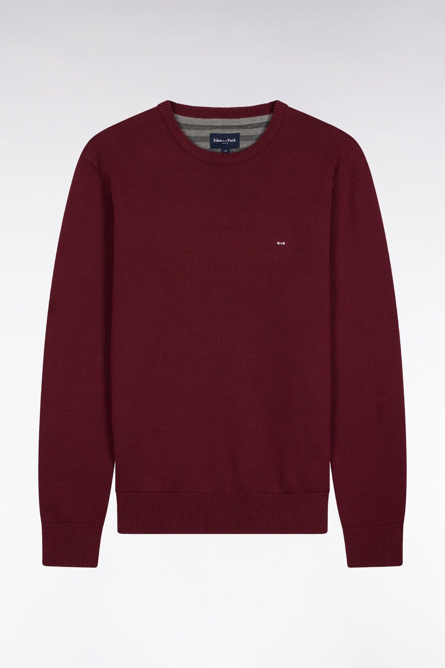 Eden Park wine crew-neck sweater, thick knit 100% cotton, ribbed edges