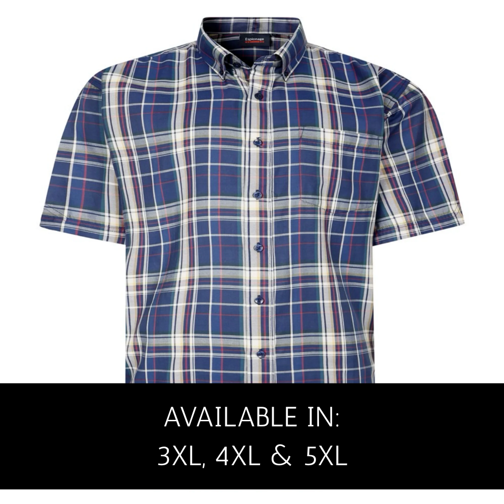 big mens short sleeve check shirt chest pocket detail