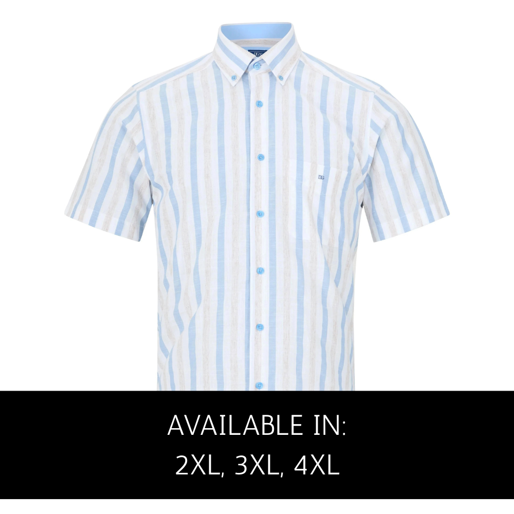 Plus size mens stripe shirt button down collar with overlay