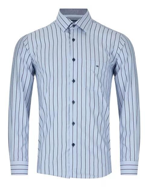 Douglas and Grahame blue striped long sleeve casual shirt for big men, sizes 2XL to 4XL, 60% cotton 40% polyester