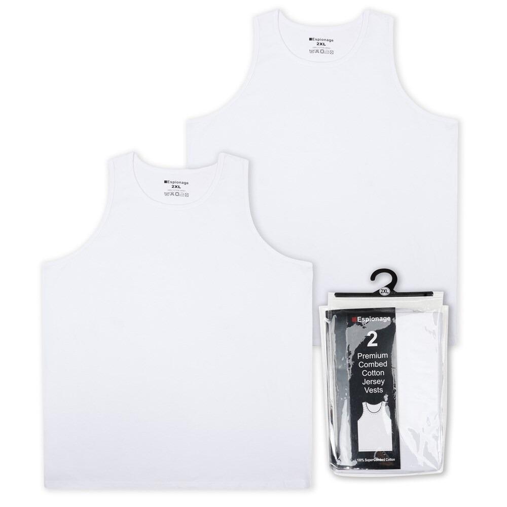 big men’s classic plain white vest, 100% cotton, sizes 2XL to 6XL