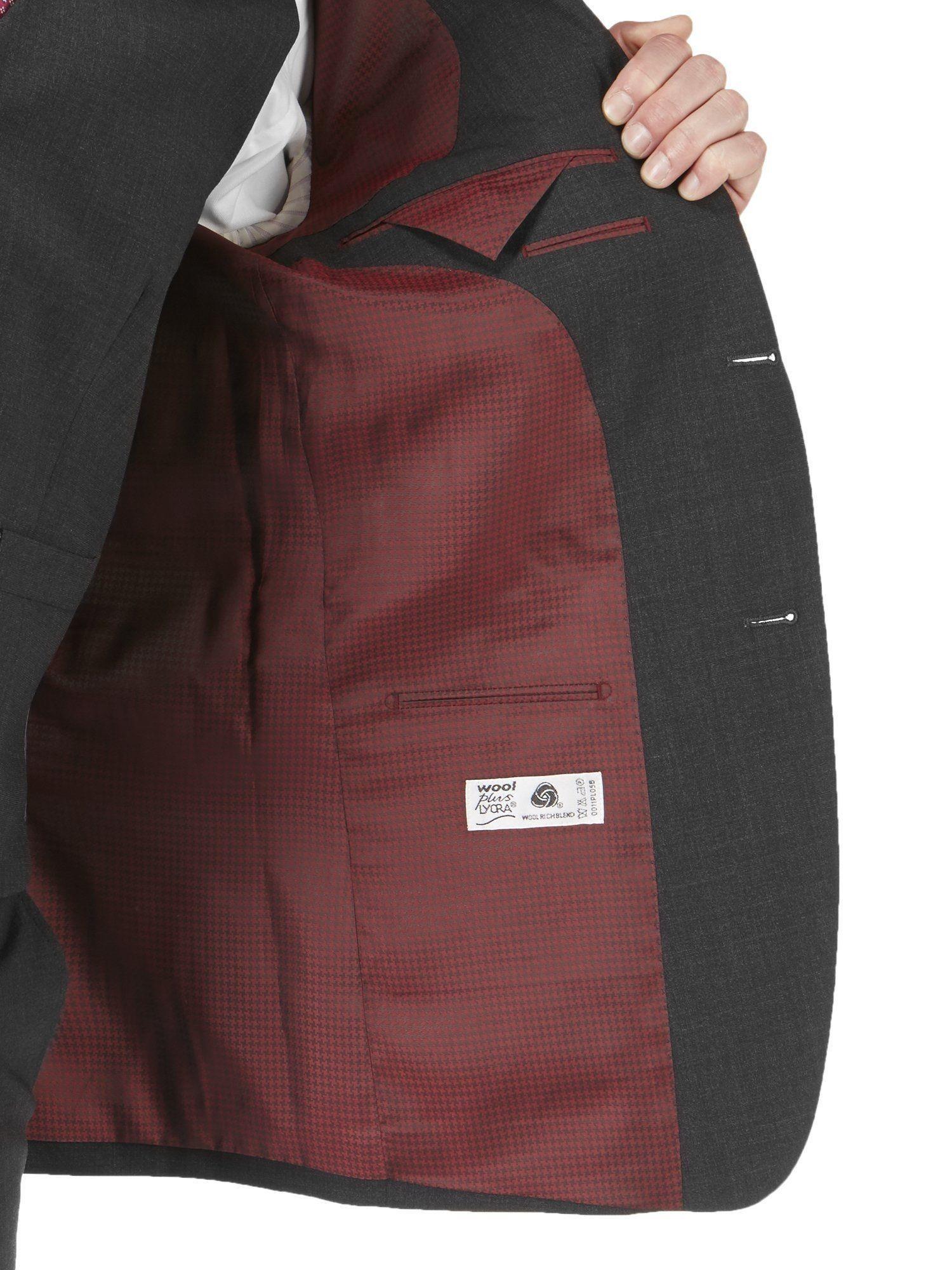 Men’s charcoal wool blend suit jacket with notch lapels