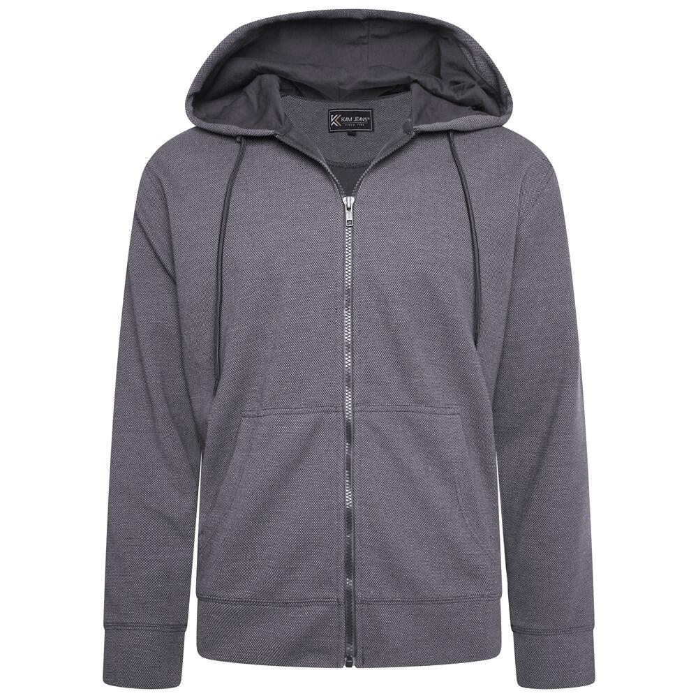 Big men’s textured cotton hoodie with drawstring hood