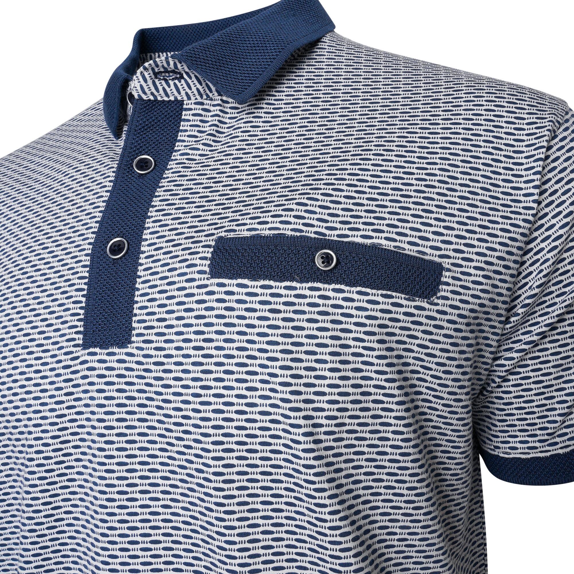 Plus size men’s patterned polo top in poly cotton blend