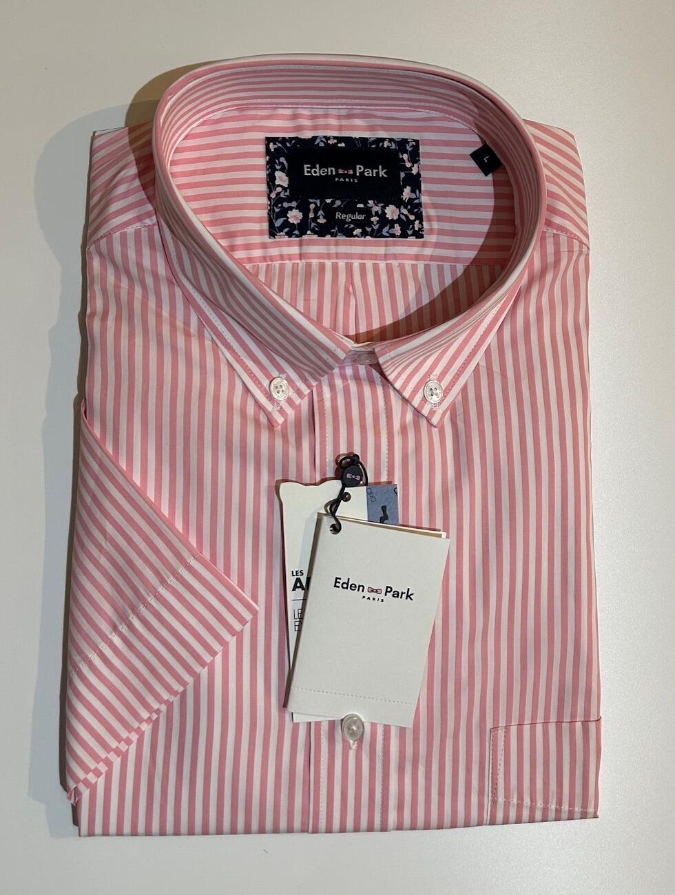 Eden Park Men's Shirt Sleeve Striped Shirt in Pink