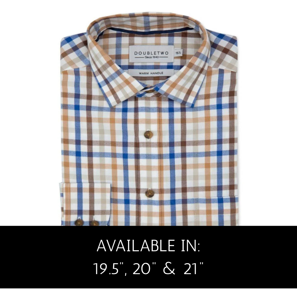 Double Two Brushed Cotton Neat Check Shirt with Chest Pocket