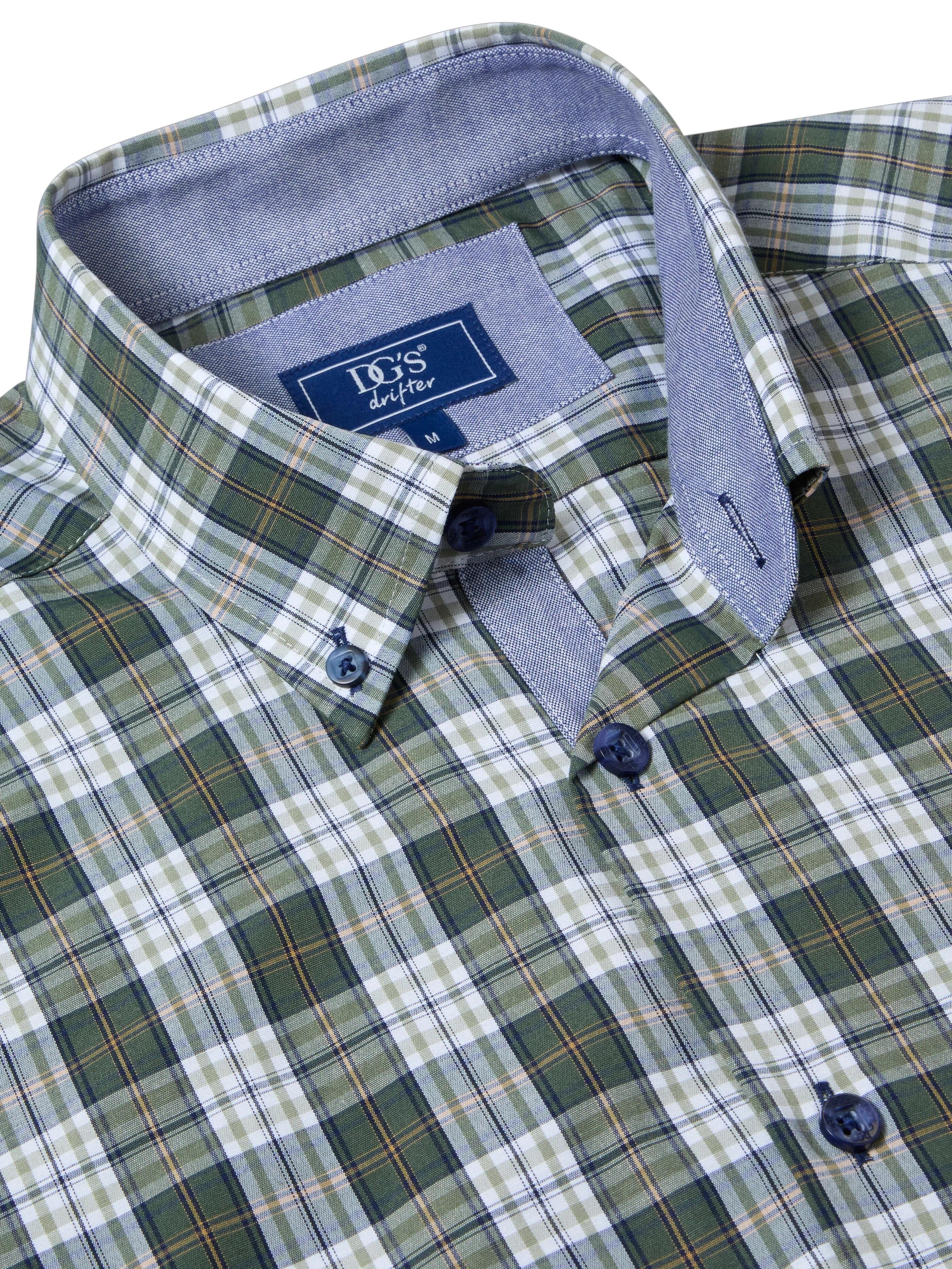 Green check short sleeve shirt 2XL 3XL 4XL button down collar