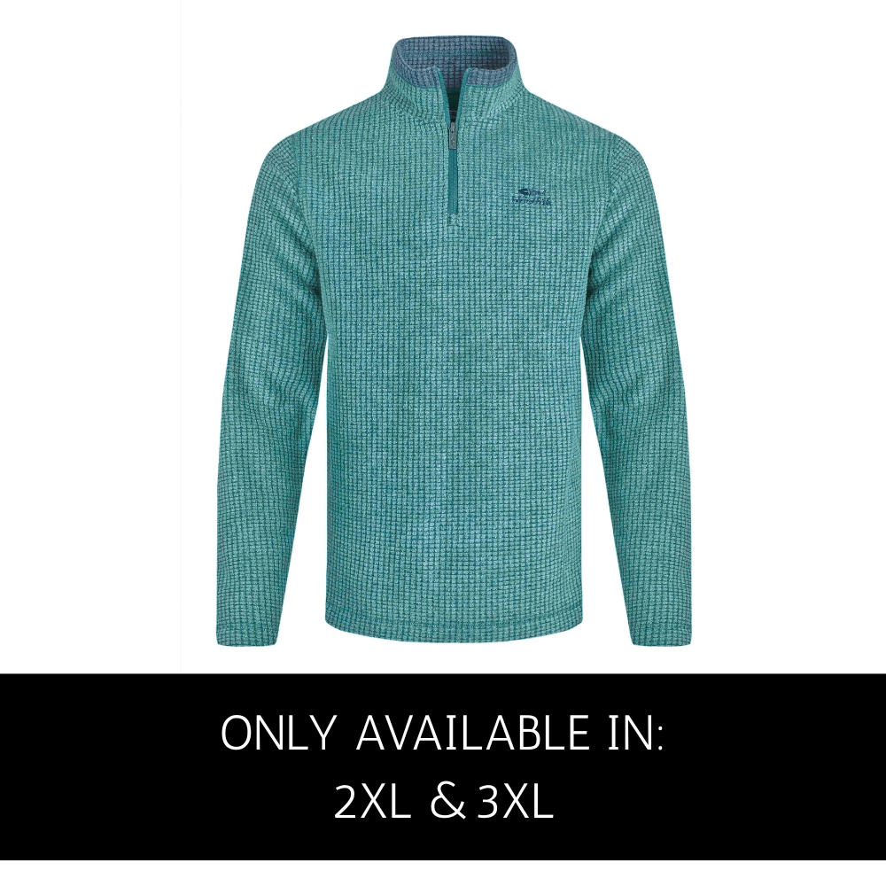 Weird Fish Plus-size leaf green grid-pattern fleece sweatshirt with zip collar