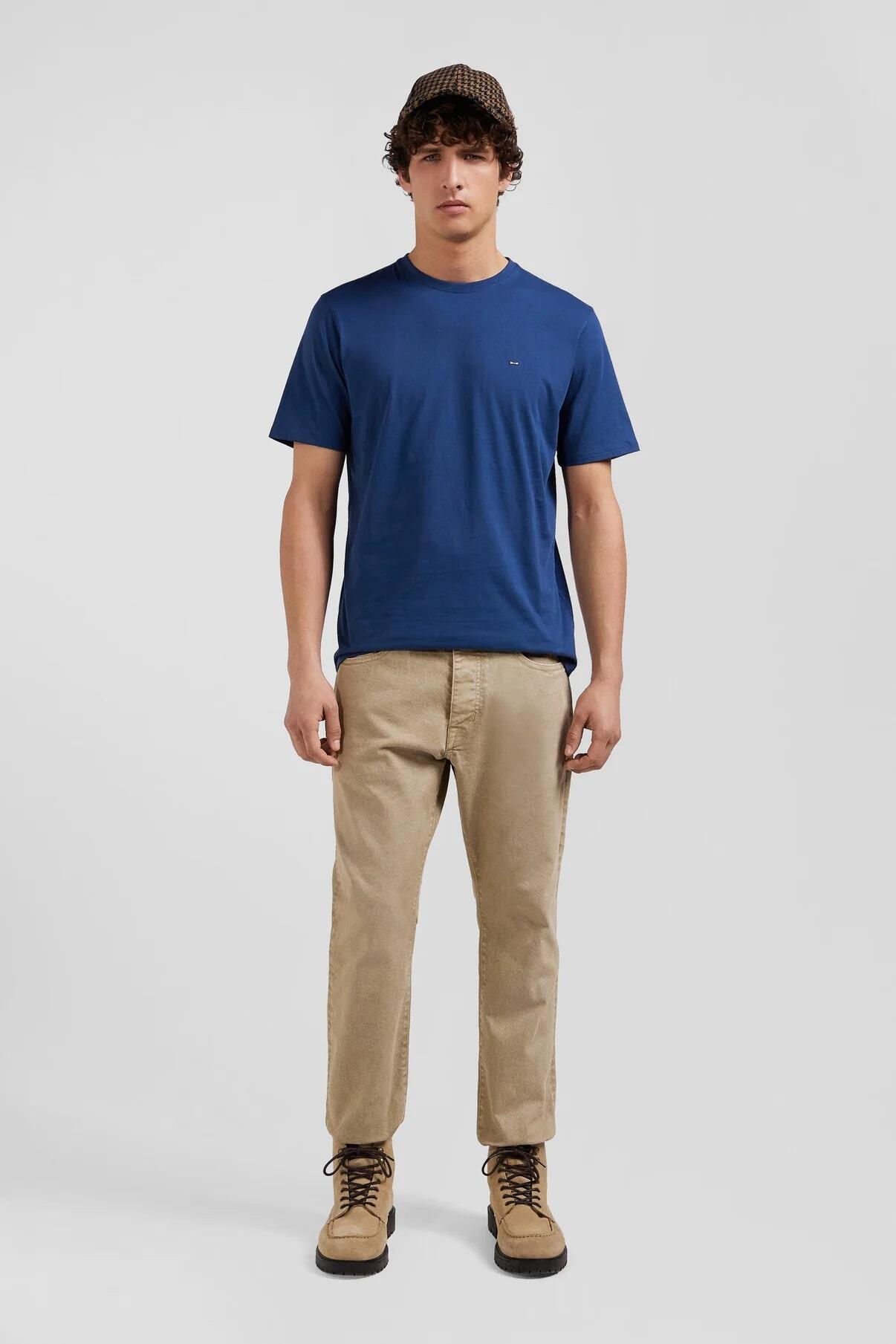 Eden Park Plain dark blue short‑sleeve T‑shirt with crew neckline for men, sizes M to XL