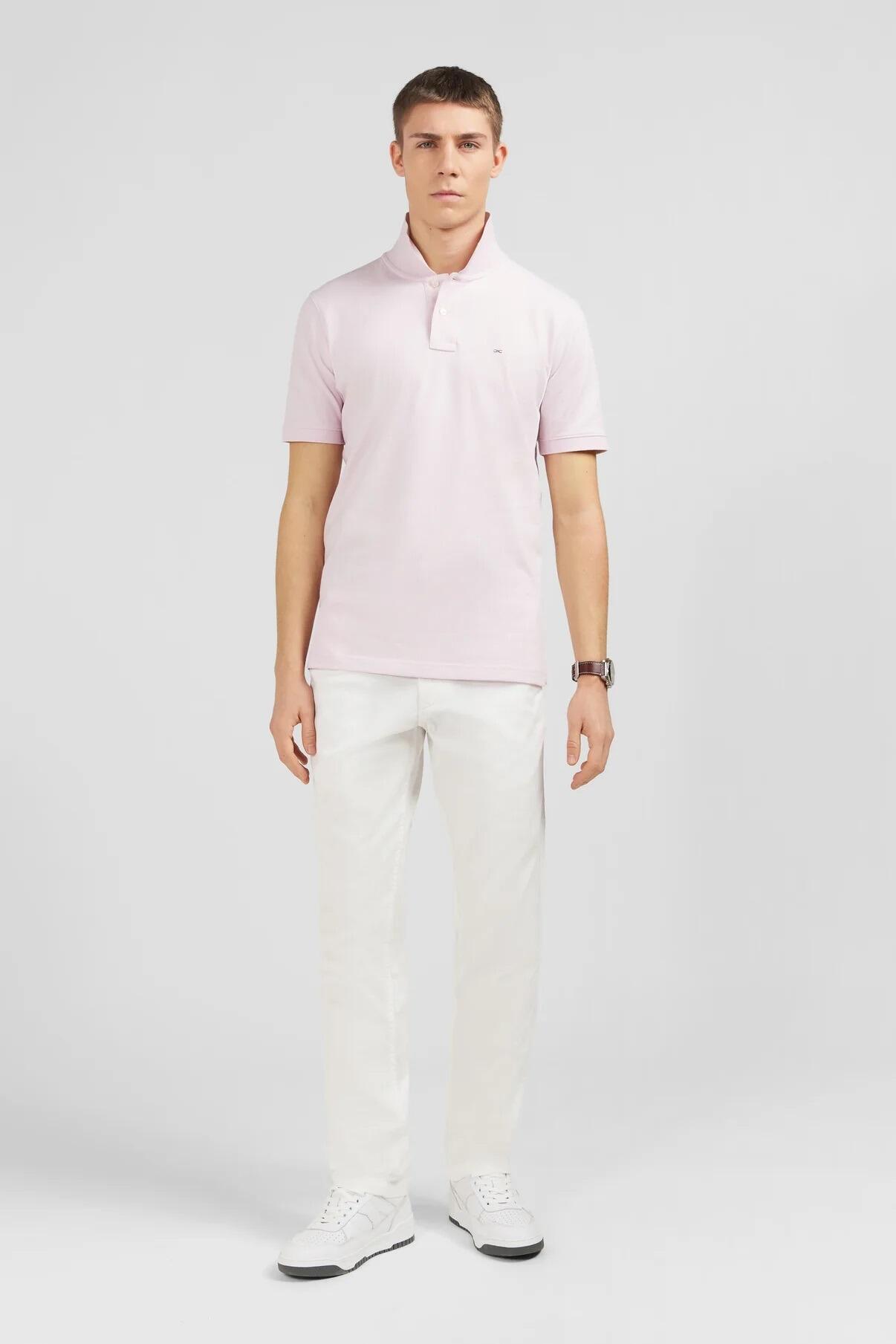Eden Park pink polo shirt in Pima cotton with ribbed finishes and embroidered bow tie, available in sizes L to 5XL