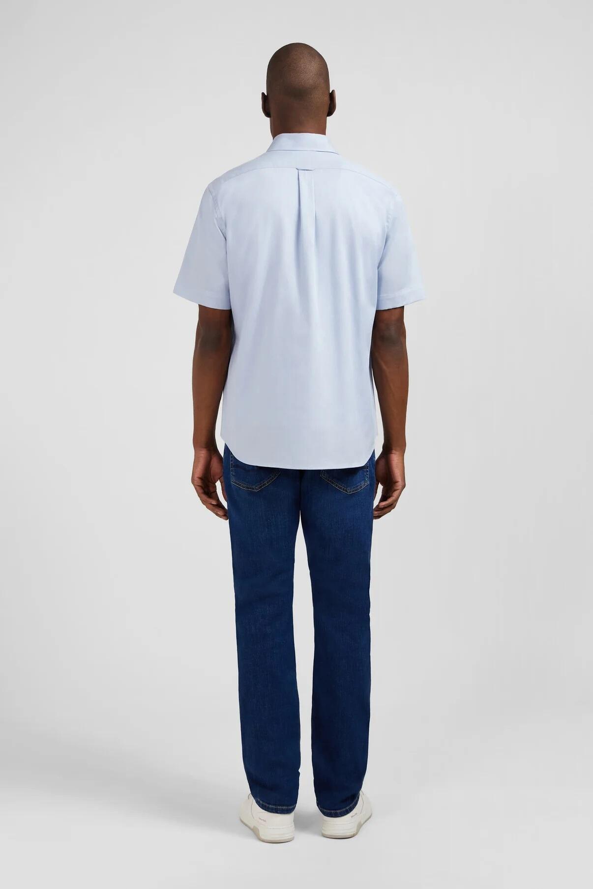 Eden Park Classic fit blue woven short‑sleeve shirt for men, available in medium, large, XL, and 2XL