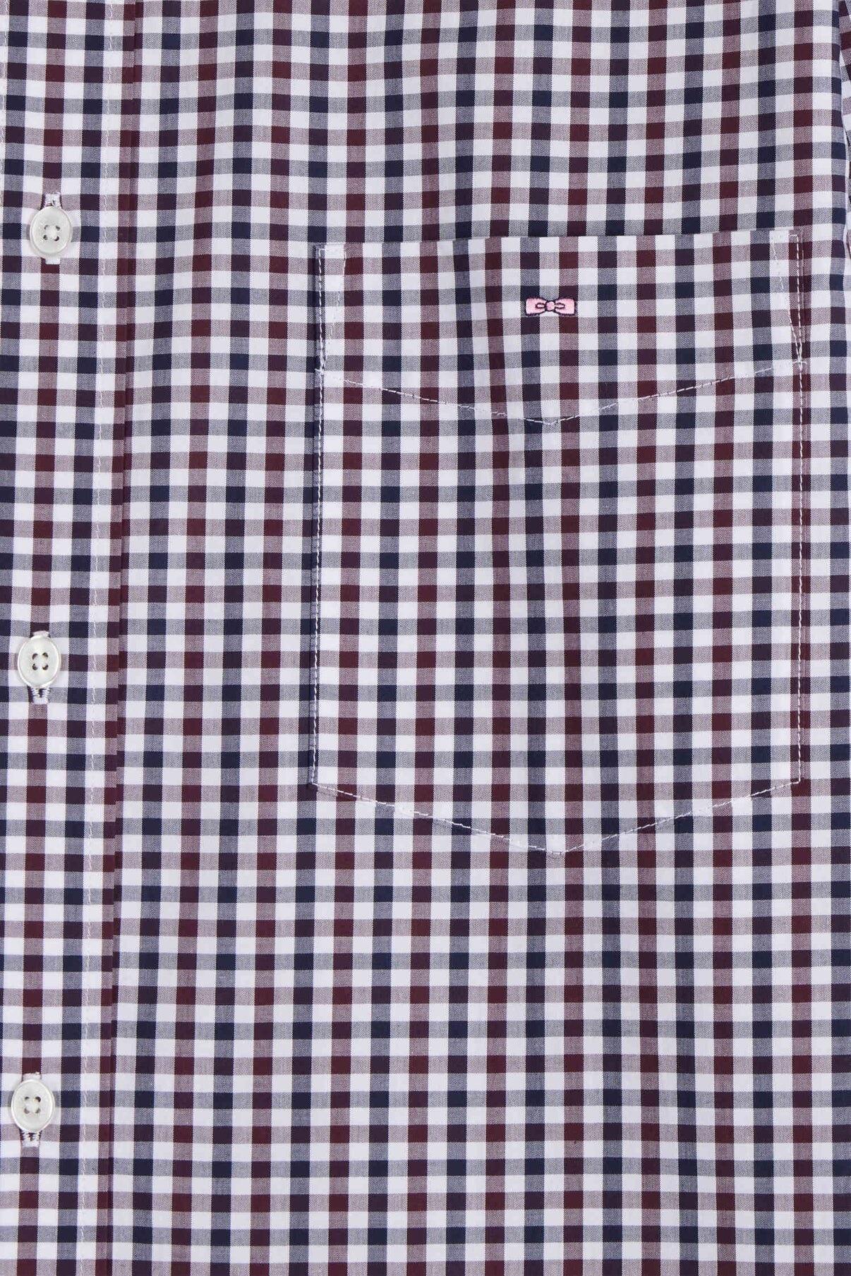 Eden Park wine‑coloured long‑sleeve shirt featuring subtle check design, sizes M to 5XL