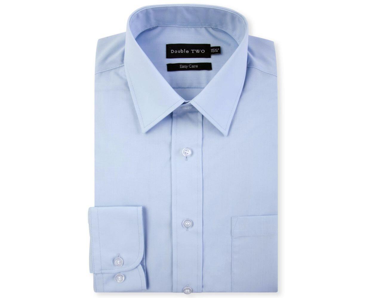 Double Two easy care long sleeve glacier blue formal shirt, available in 18" to 23" collar sizes, designed for big men.