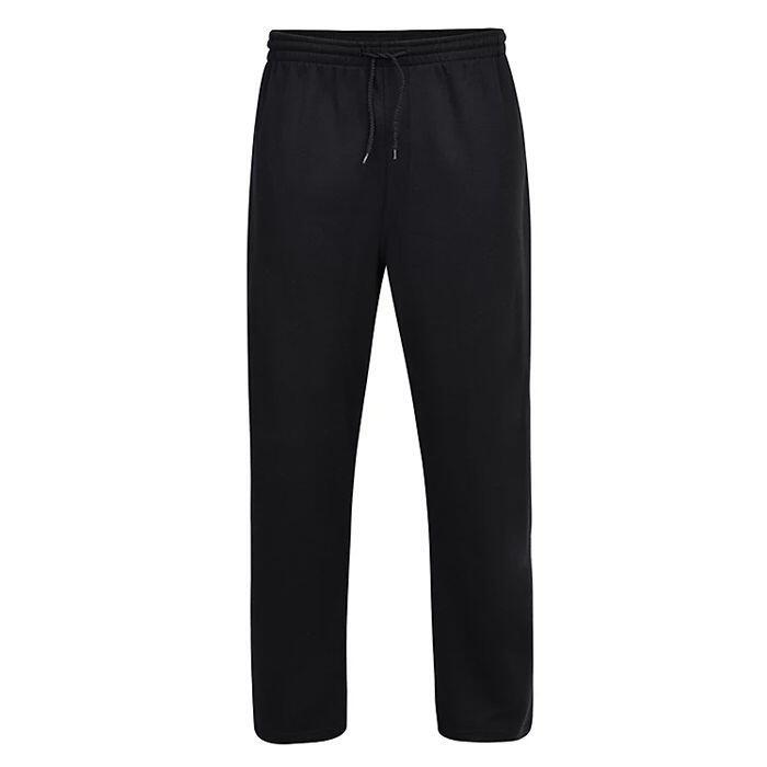 elasticated waistband with adjustable tie cord on Black open hem jog bottoms for big men