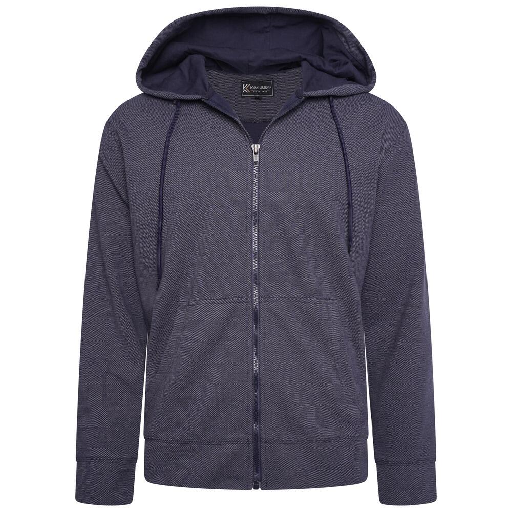 Textured fabric zip up hoodie for big men