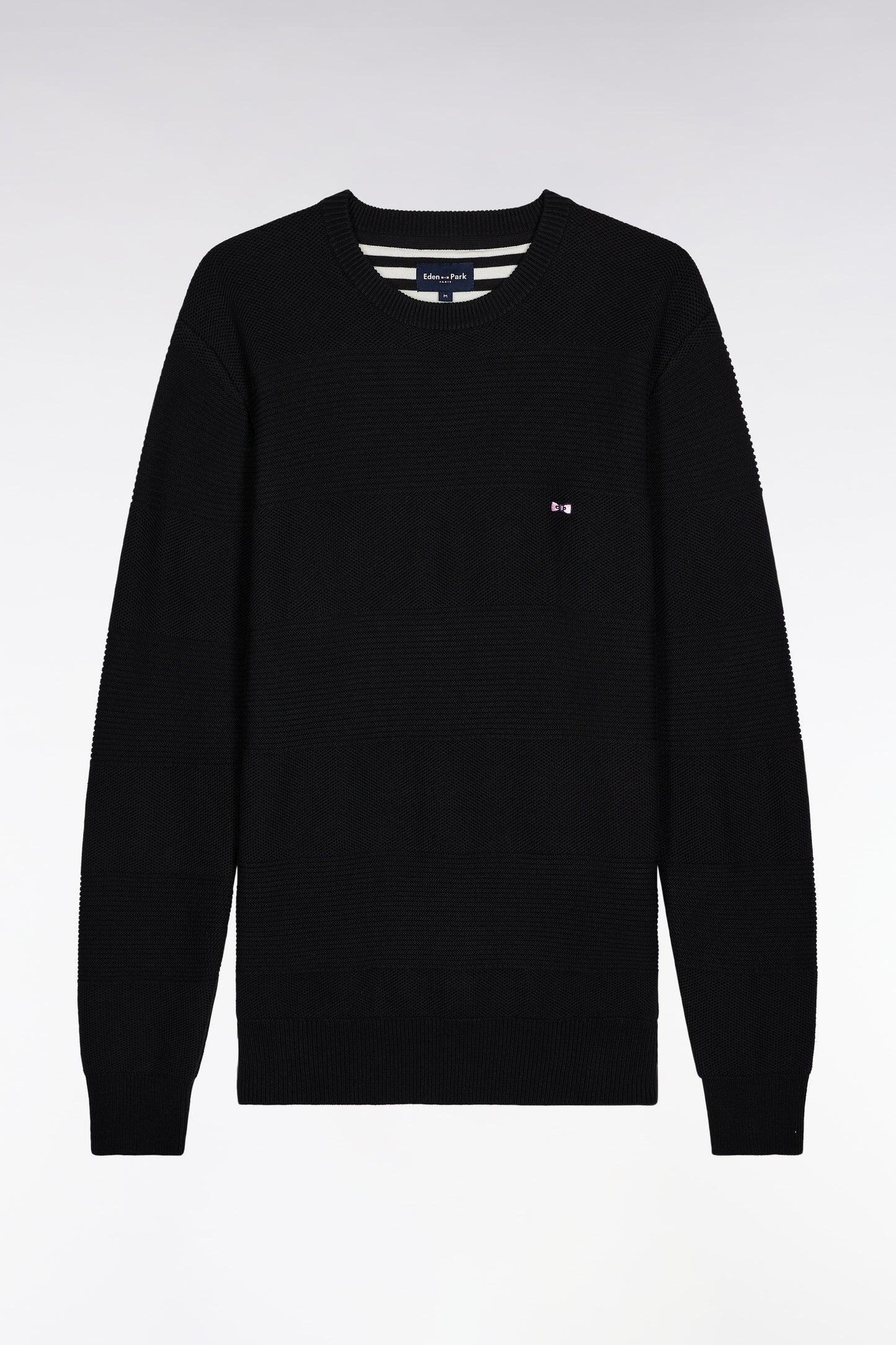 Navy Eden Park cotton crew neck jumper with subtle striped effect