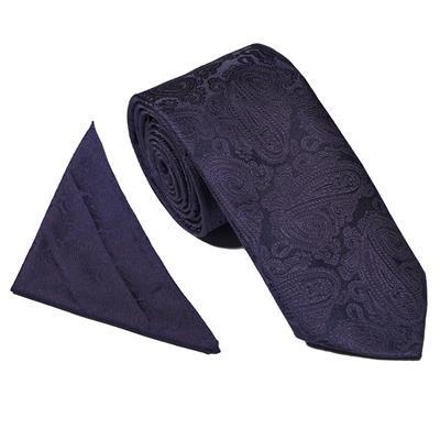 William Turner Navy Tie and Hank set with Paisley Detail