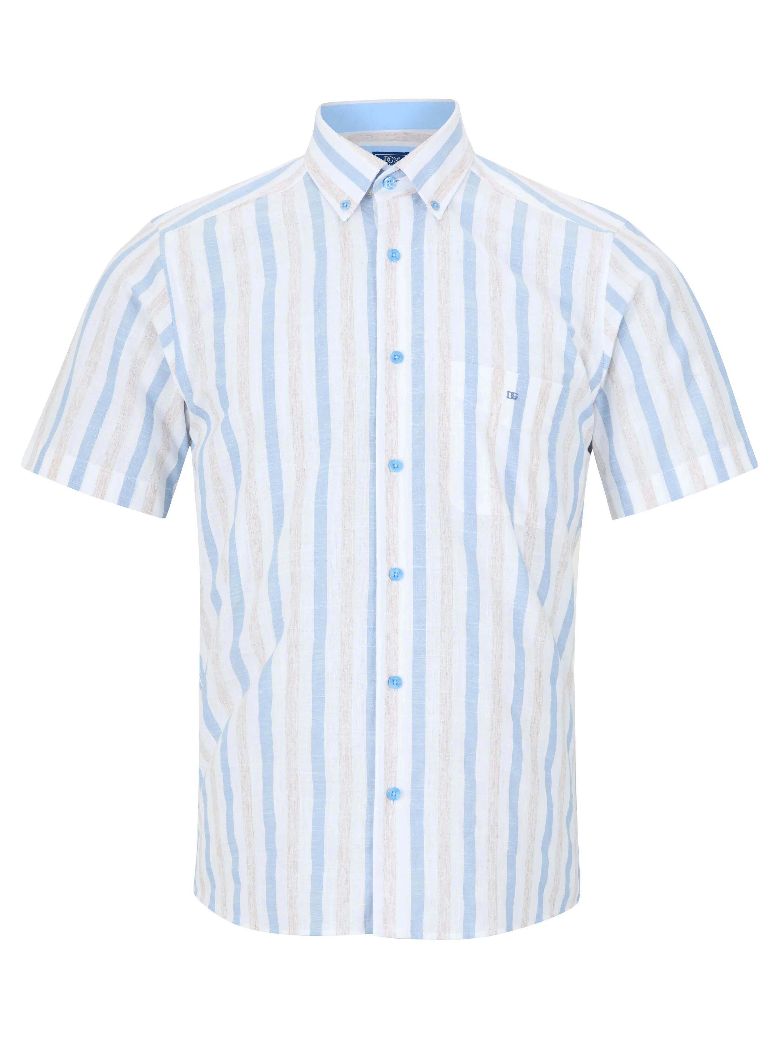 Plus size mens stripe shirt button down collar