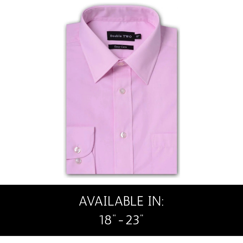 Pink long sleeve easy care formal shirt by Double Two