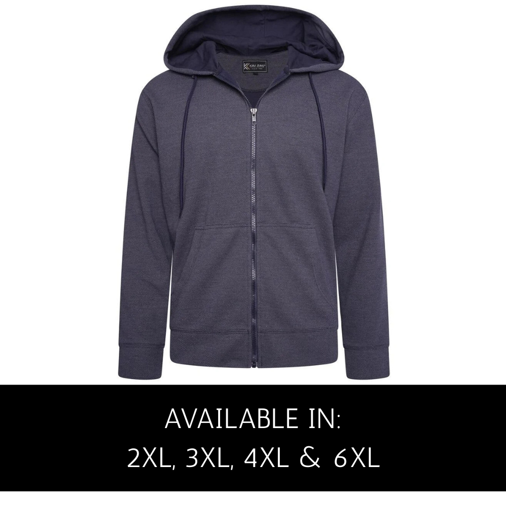 Textured fabric zip up hoodie for big men
