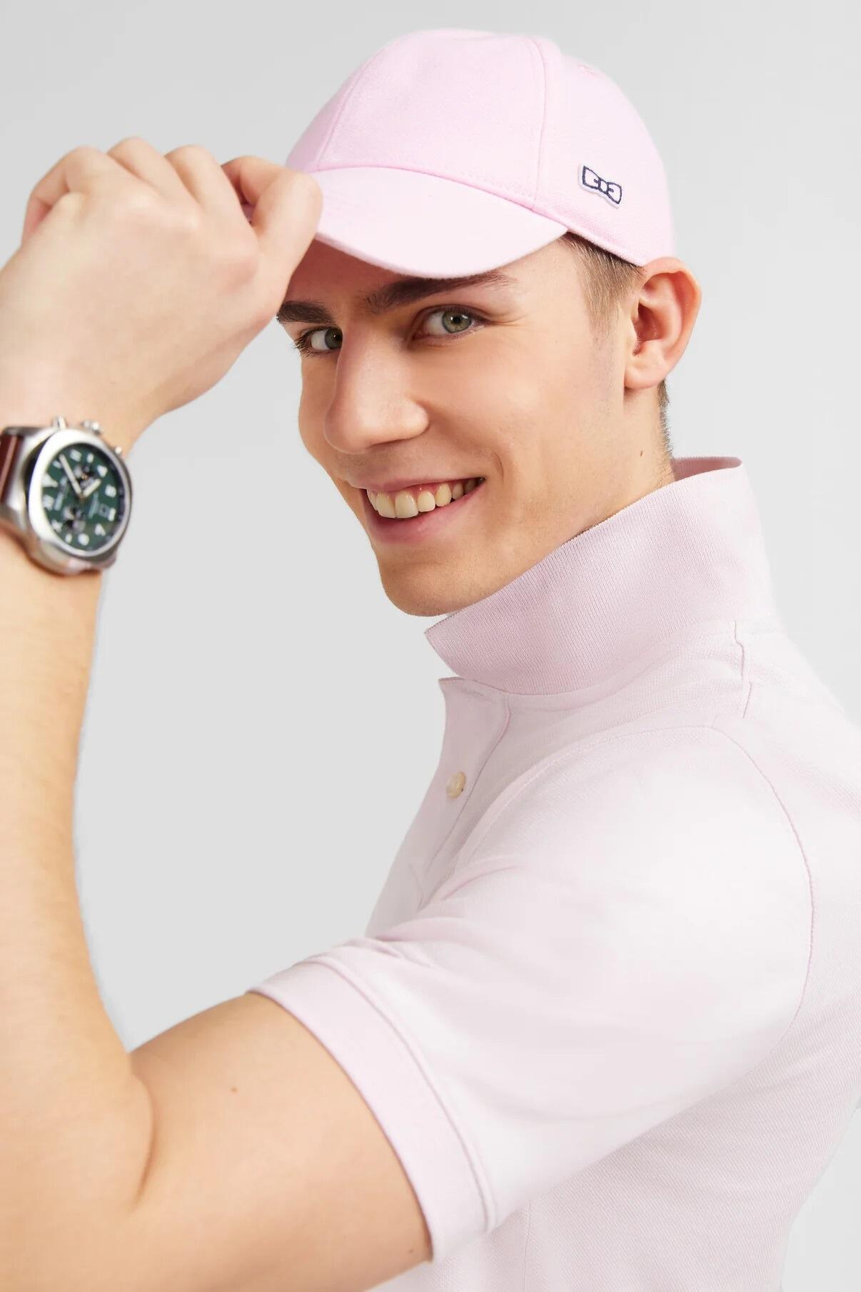 Eden Park Classic fit pink polo shirt for men, featuring ribbed collar and cuffs, sizes L–5XL