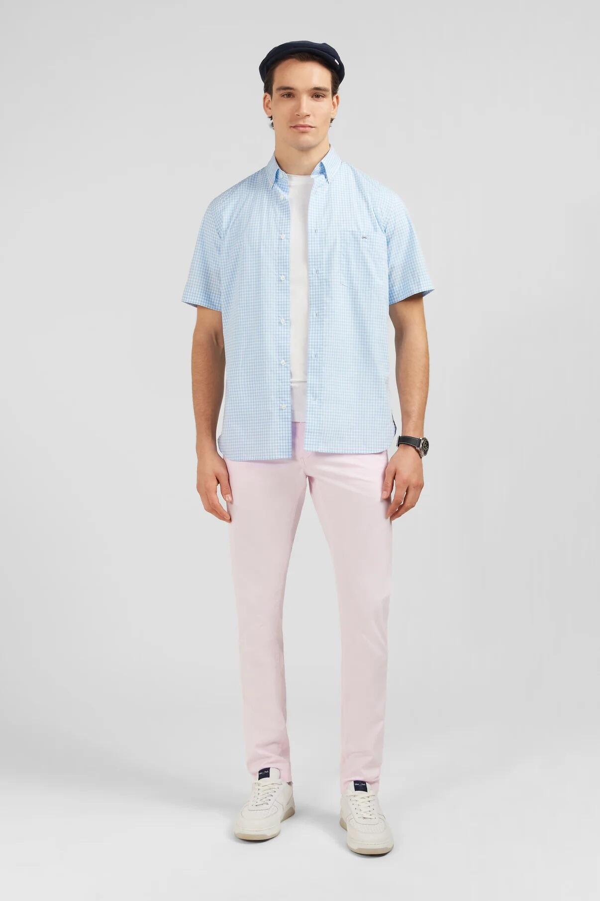 Eden Park Men’s casual short‑sleeve shirt in blue gingham check, ideal for smart‑casual wear, sizes M to 3XL