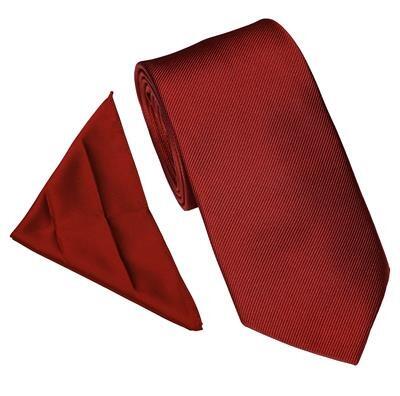 Men's poly twill tie and handkerchief set in rust