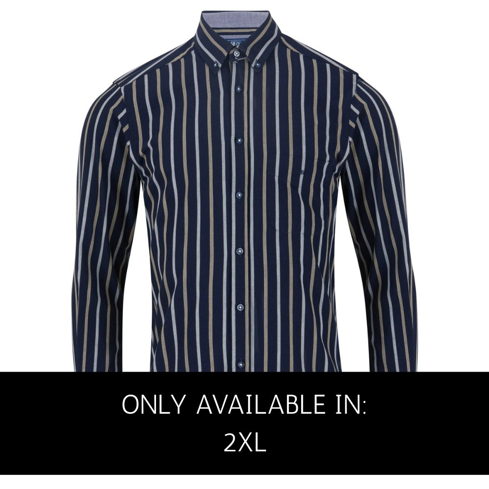 Douglas & Grahame Long Sleeve Stripe Shirt in Navy