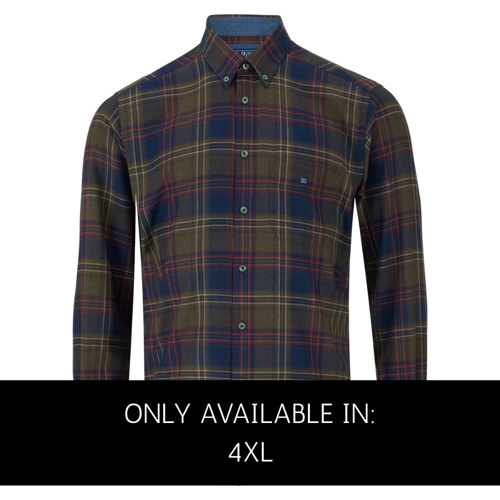 Big men’s Forest multi check shirt by Douglas & Grahame, long sleeve