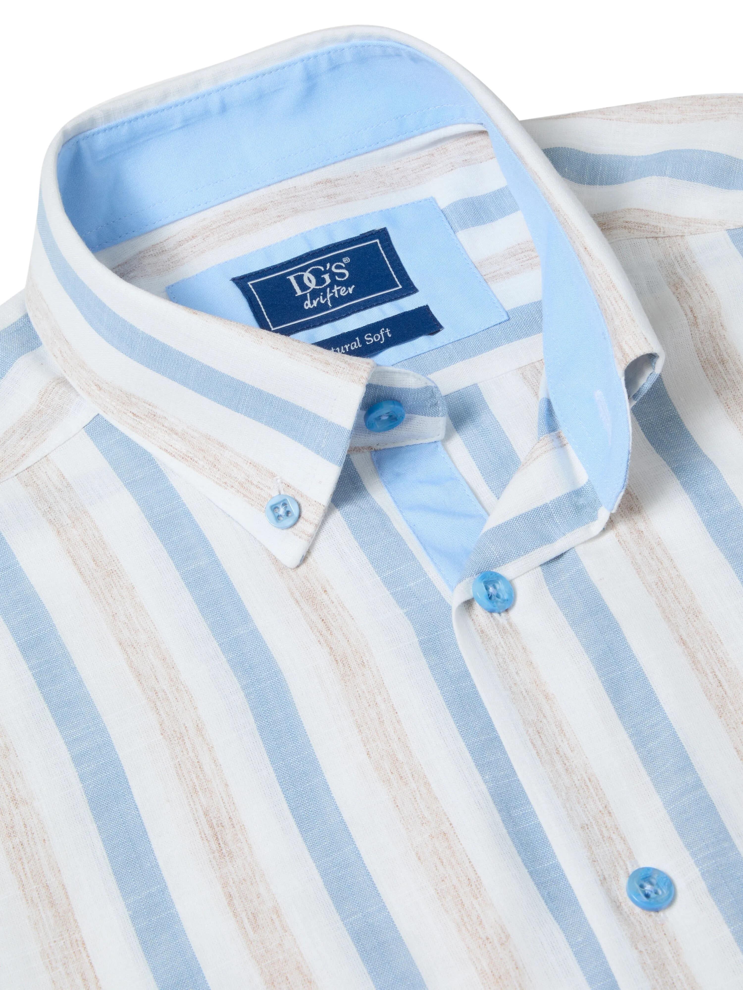 Stripe cotton linen effect shirt 2XL 3XL 4XL