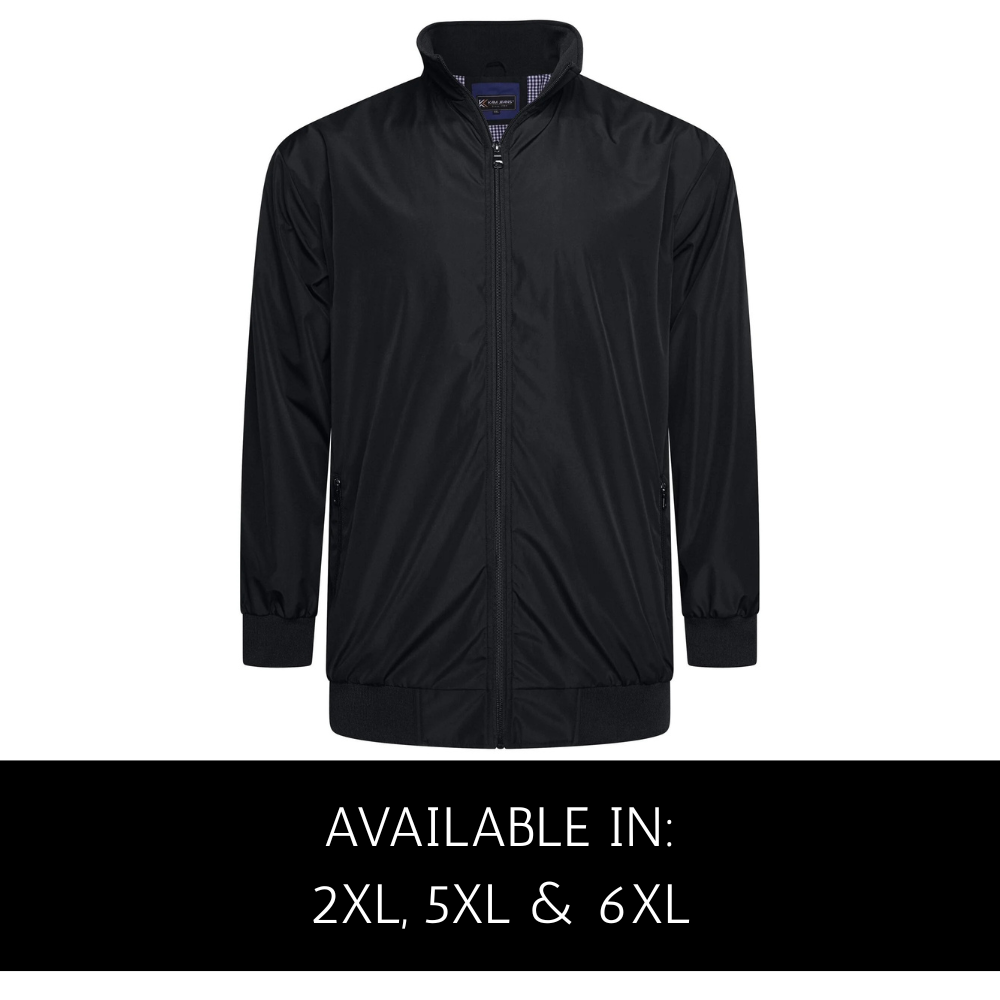 KAM Harrington Jacket – Lightweight Full Zip Design with Inner Check Lining for Big Men (2XL–6XL) with overlay