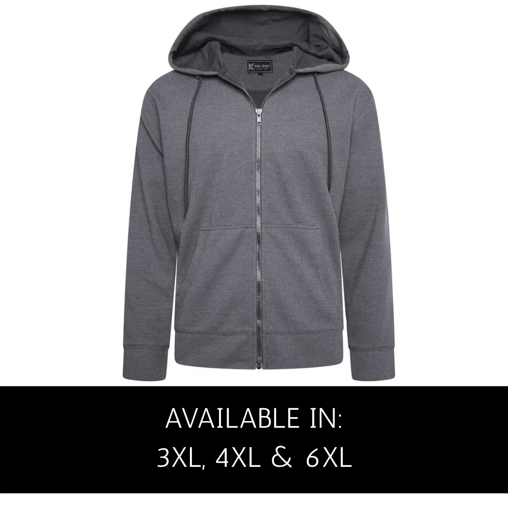 Big men’s textured cotton hoodie with drawstring hood