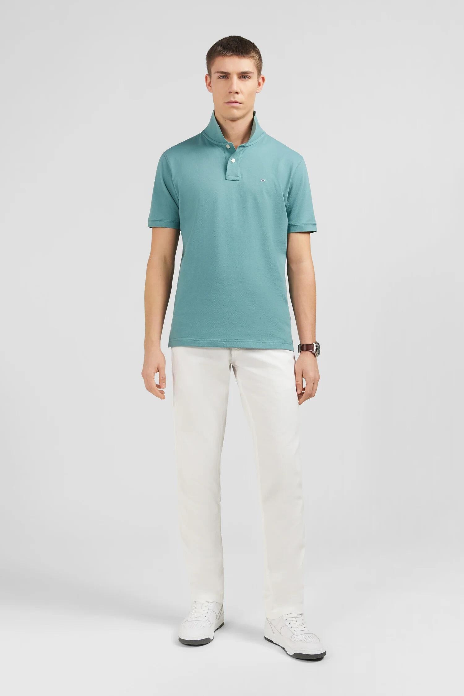Eden Park Classic fit Arctic blue polo shirt for men, featuring ribbed collar and cuffs, sizes L–5XL