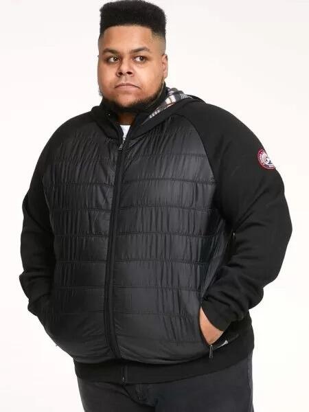 Duke Neo black hooded jumper with raglan sleeves for big men, comfortable plus size hoodie available in 2XL to 5XL.