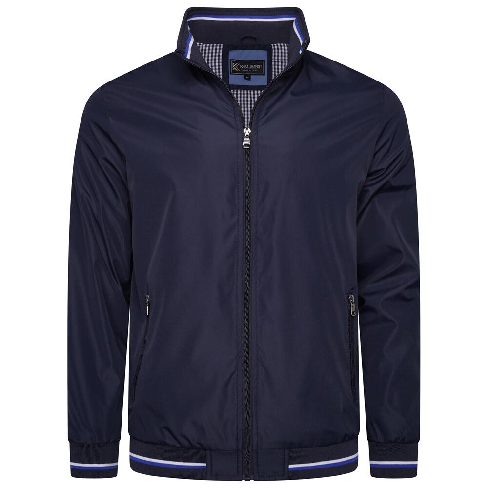 KAM Navy Harrington Jacket – Lightweight Full Zip Design with Inner Check Lining for Big Men (2XL–6XL)