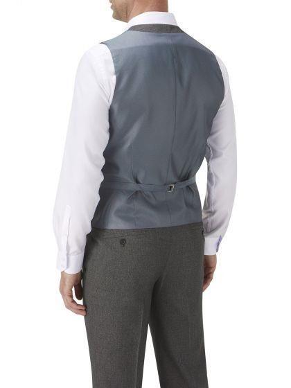 Men’s grey tweed-effect suit waistcoat, V-neck design with matching buttons