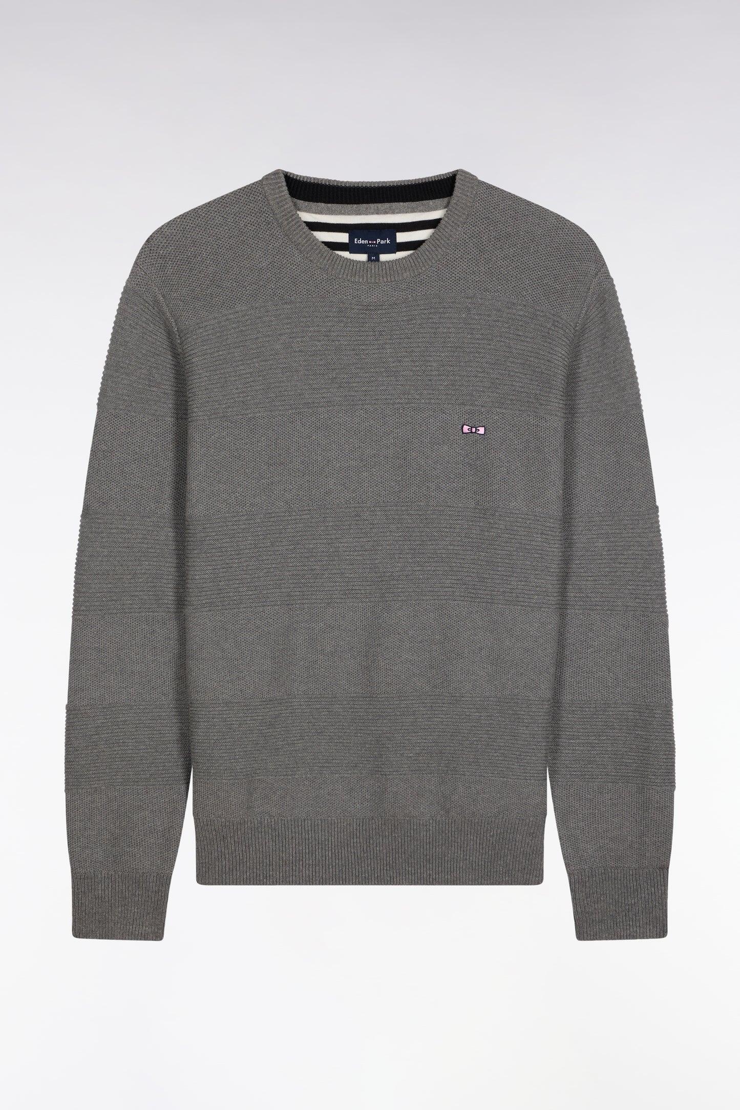 Men’s grey Eden Park jumper with subtle stripe design