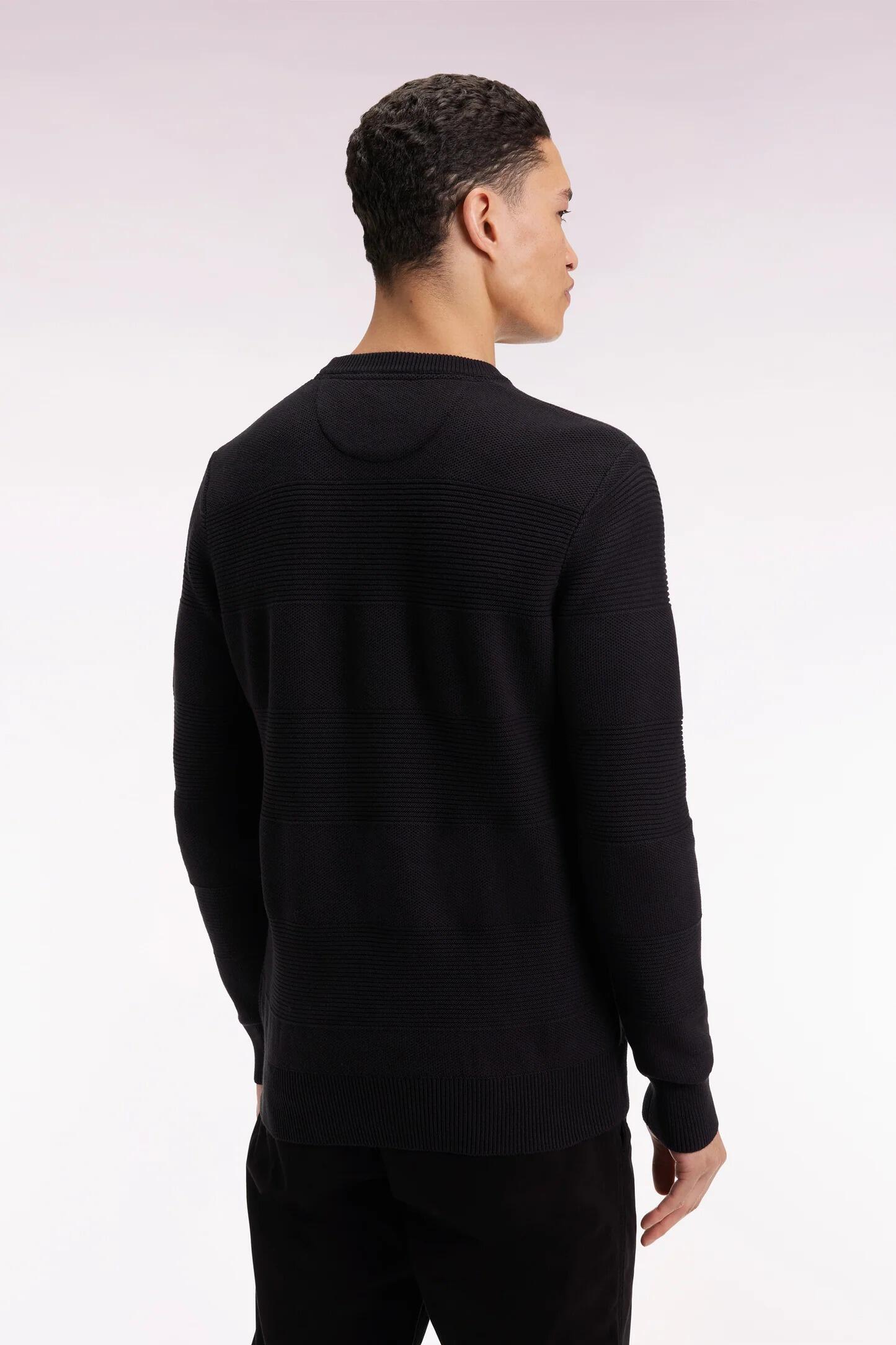 Eden Park navy cotton sweater with textured stripe design