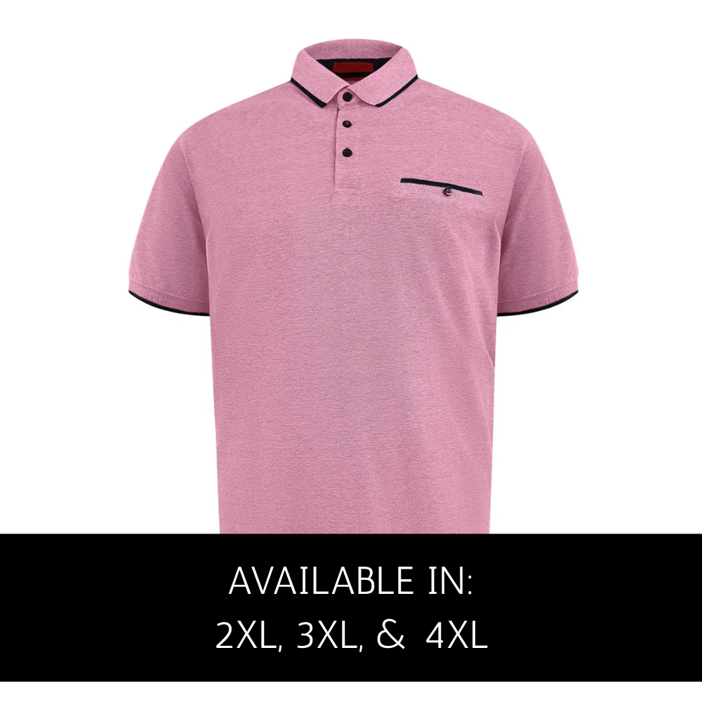 DUKE Harvey Red Pique Polo With Jacquard Collar And Cuffs